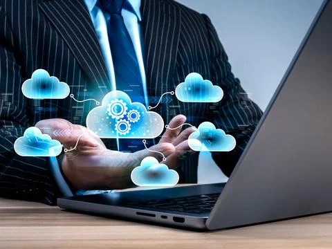 Multi cloud architecture concept for enterprise IT featuring hybrid infrast.. Stock Photos
