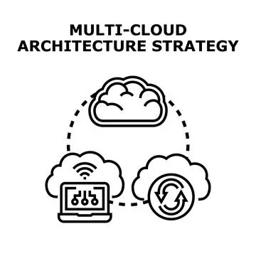 Multi cloud architecture strategy implementing computing solutions イラスト素材