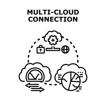 Multi cloud connection computing data management concept イラスト素材