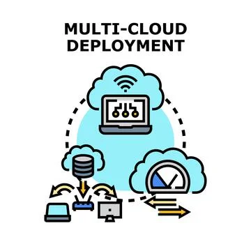 Multi cloud deployment delivering data and application services イラスト素材