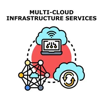 Multi cloud infrastructure services providing networking and data solutions Illustrazione stock