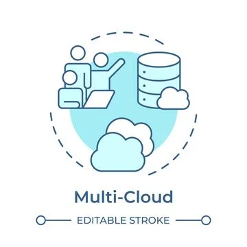 Multi cloud monochrome blue concept icon Illustrazione stock