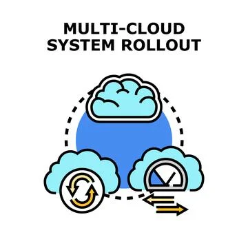 Multi cloud system rollout concept vector illustration イラスト素材