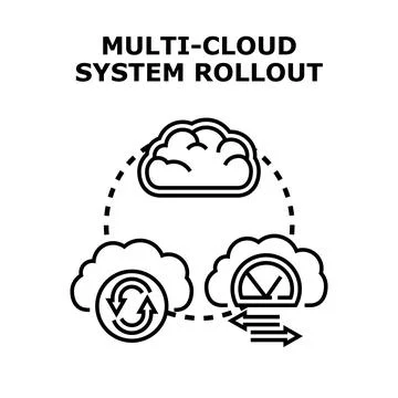 Multi cloud system rollout concept vector illustration Illustrazione stock