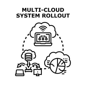 Multi cloud system rollout strategy implementation process Stock Illustration