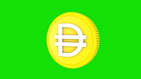 Multi-Collateral Dai coin spinning on green screen. Stock Footage 313936362