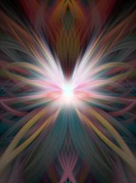 Multi Color Abstract Gradient Crossing Wavy Background. Digital Fractal Art Stock Illustration