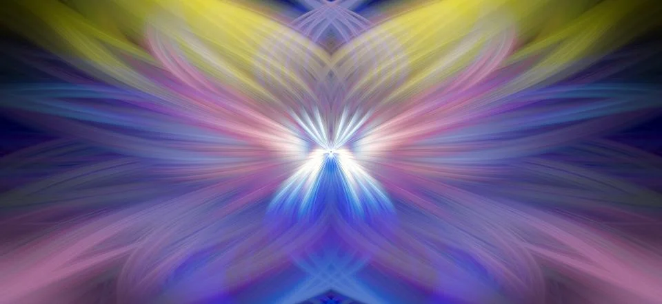 Multi Color Abstract Gradient Crossing Wavy Background. Digital Fractal Art Stock Illustration
