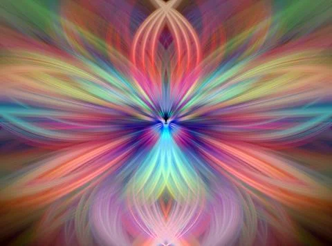 Multi Color Abstract Gradient Crossing Wavy Background. Digital Fractal Art Stock Illustration