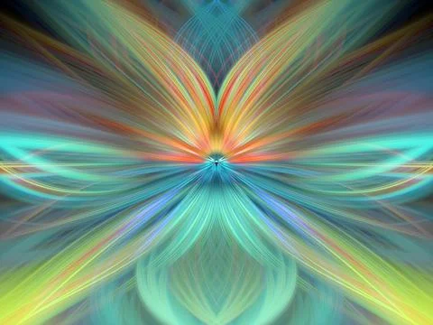 Multi Color Abstract Gradient Crossing Wavy Background. Digital Fractal Art Stock Illustration