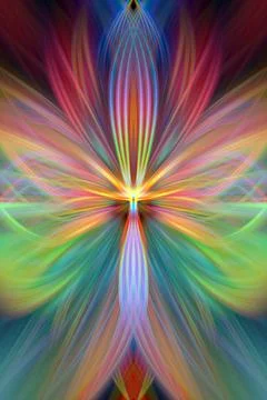 Multi Color Abstract Gradient Crossing Wavy Background. Digital Fractal Art Stock Illustration