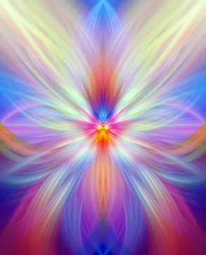 Multi Color Abstract Gradient Crossing Wavy Background. Digital Fractal Art Stock Illustration