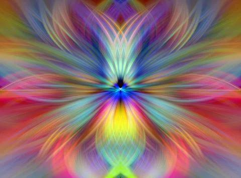 Multi Color Abstract Gradient Crossing Wavy Background. Digital Fractal Art Stock Illustration