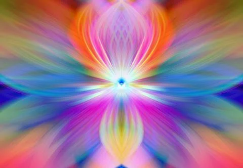 Multi Color Abstract Gradient Crossing Wavy Background. Digital Fractal Art Stock Illustration