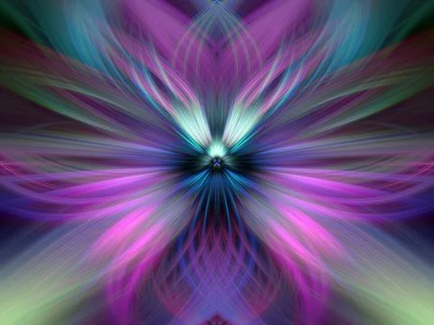 Multi Color Abstract Gradient Crossing Wavy Background. Digital Fractal Art Stock Illustration