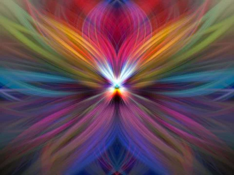 Multi Color Abstract Gradient Crossing Wavy Background. Digital Fractal Art Stock Illustration