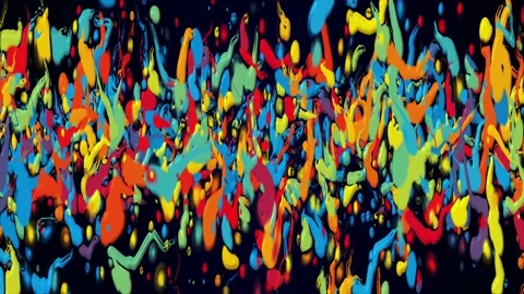 Multi Color Art Blots Abstract Wide Screen Background Stock Footage 201183269