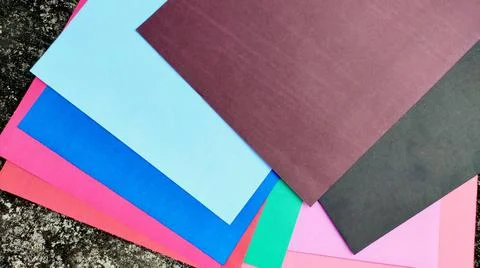 Multi color background from paper of different colors.Colorful papers. 스톡 사진