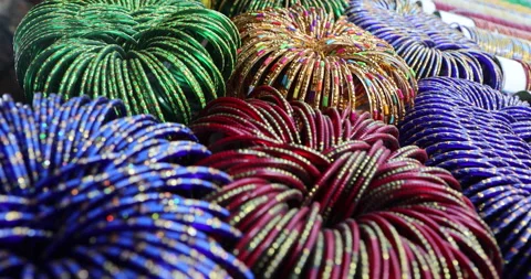 Multi color Bangles Display for sale Stock Footage 324404544