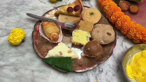 Multi color Bengali sandesh served in a plate in Kolkata. Stock Footage 308100736