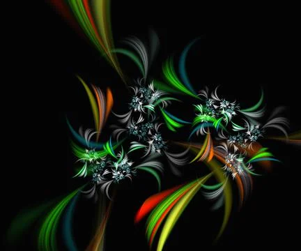 Multi Color Blur Bright Background. Fractal Twirl Curved Lines Stock-Illustration