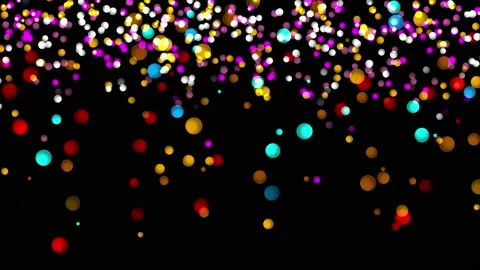 Multi Color Bokeh Lights Falling Effect Animated On Black Screen Stock Footage 238741745