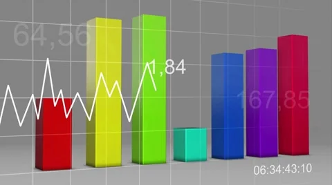 Multi Color Chart Bar Statistic 3D Loop - 4K Ultra HD UHD Video stock 43444301