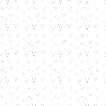 Multi color check marks on a white background. Simple vector seamless patte.. Illustrazione stock
