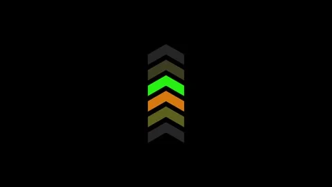 Multi color chevron arrow upward level up progress bar on the transparent bg Видео 345259952