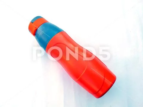 Multi color children cold water bottle isolated on white background Stock Photos