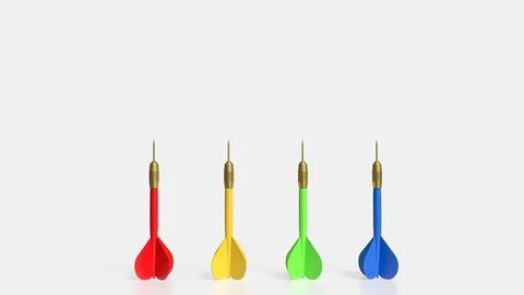 The multi color dart on white background  3d rendering. Stock Illustration