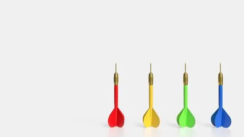 The multi color dart on white background  3d rendering. Stock Illustration