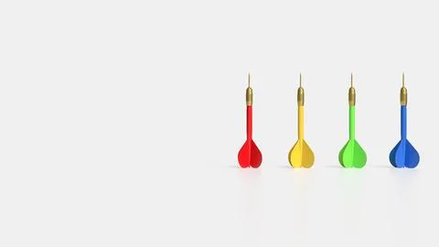 The multi color dart on white background  3d rendering. Stock Illustration