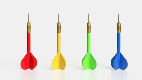 The multi color dart on white background  3d rendering. Stock Illustration