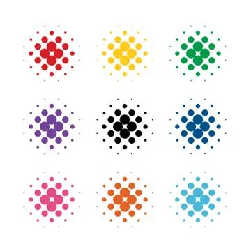 Multi Color Dot Pattern Vector Set 스톡 일러스트