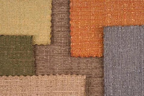 Multi color fabric texture samples Stock Photos