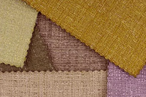 Multi color fabric texture samples. Stock Photos