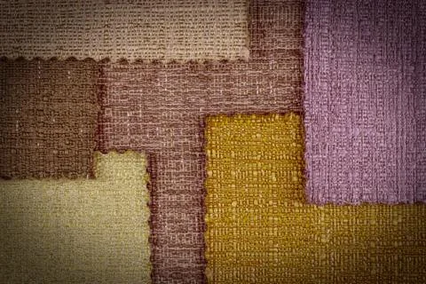 Multi color fabric texture samples Stock Photos