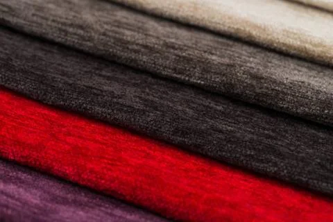 Multi color fabric texture samples Closeup detail of multi color fabric te... Stock Photos