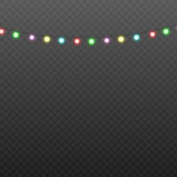 Multi color garland thread light blurred effect 3d realistic vector illustration Stock Illustration