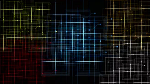Multi color grids motion graphics with night background Stock Footage 197502677