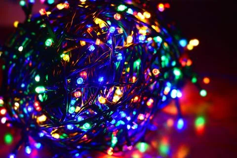 Multi color led string 库存照片