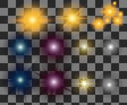 Multi-color light effect set Stock Illustration