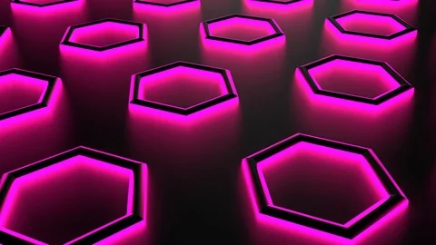 Multi color lights of hexagon - 3D animation Stock Footage 111026637