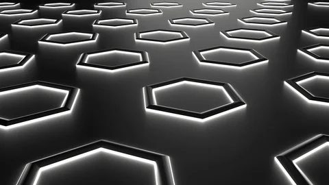 Multi color lights of hexagon - 3D animation Stock Footage 111036477