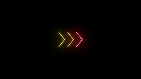 Multi color neon glowing chevron right arrows loop on black background. 4k Stock Footage 339927798