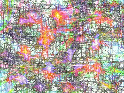 Multi color network technology Illustration with lines and glow effects Stock Illustration