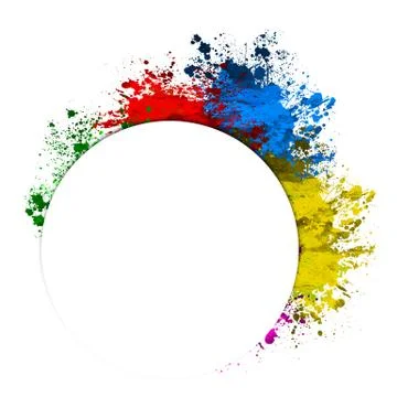 Multi-Color Paint Splatter Border/Background Stock Illustration