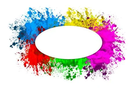 Multi-Color Paint Splatter Border/Background Stock Illustration