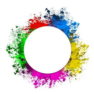 Multi-Color Paint Splatter Border/Background Stock Illustration